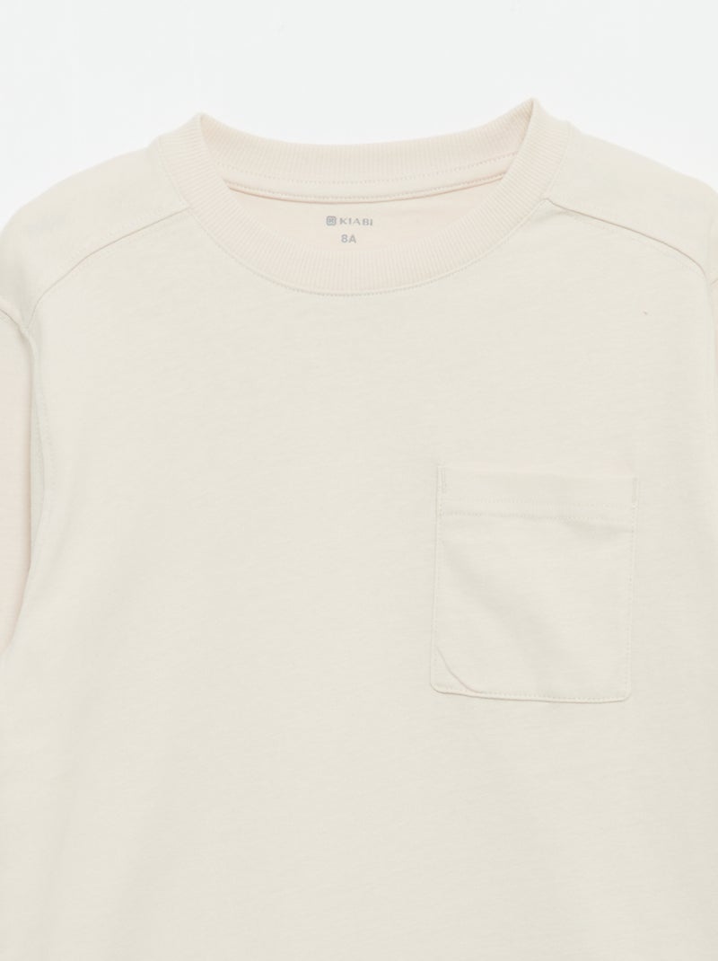 T-shirt de jérsei de mangas compridas Branco - Kiabi