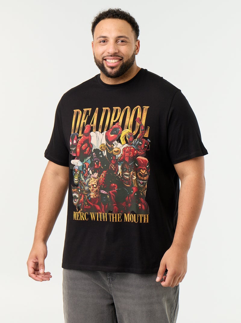T-shirt de jérsei 'Deadpool' 'Marvel' de manga curta Preto - Kiabi