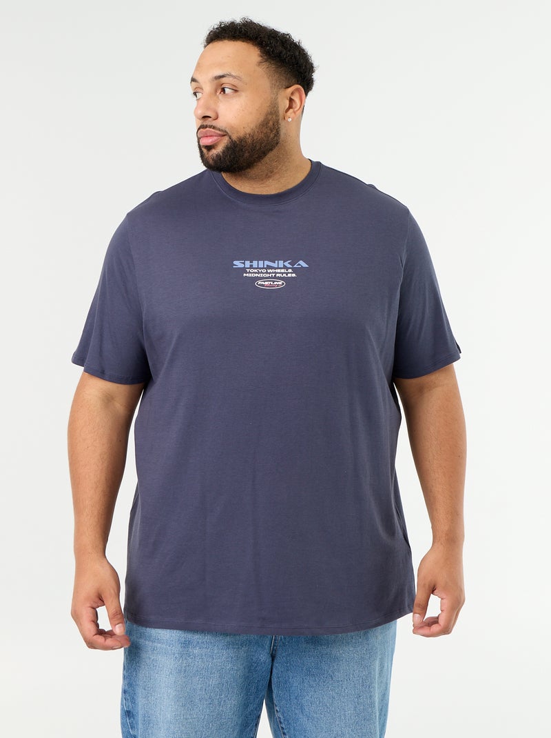 T-shirt de jérsei estampado de manga curta Azul - Kiabi