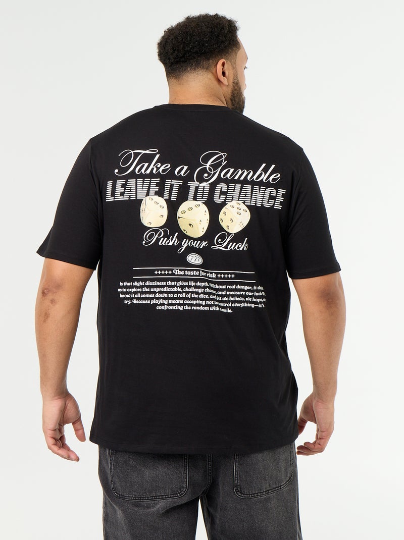 T-shirt de jérsei estampado de manga curta Preto - Kiabi