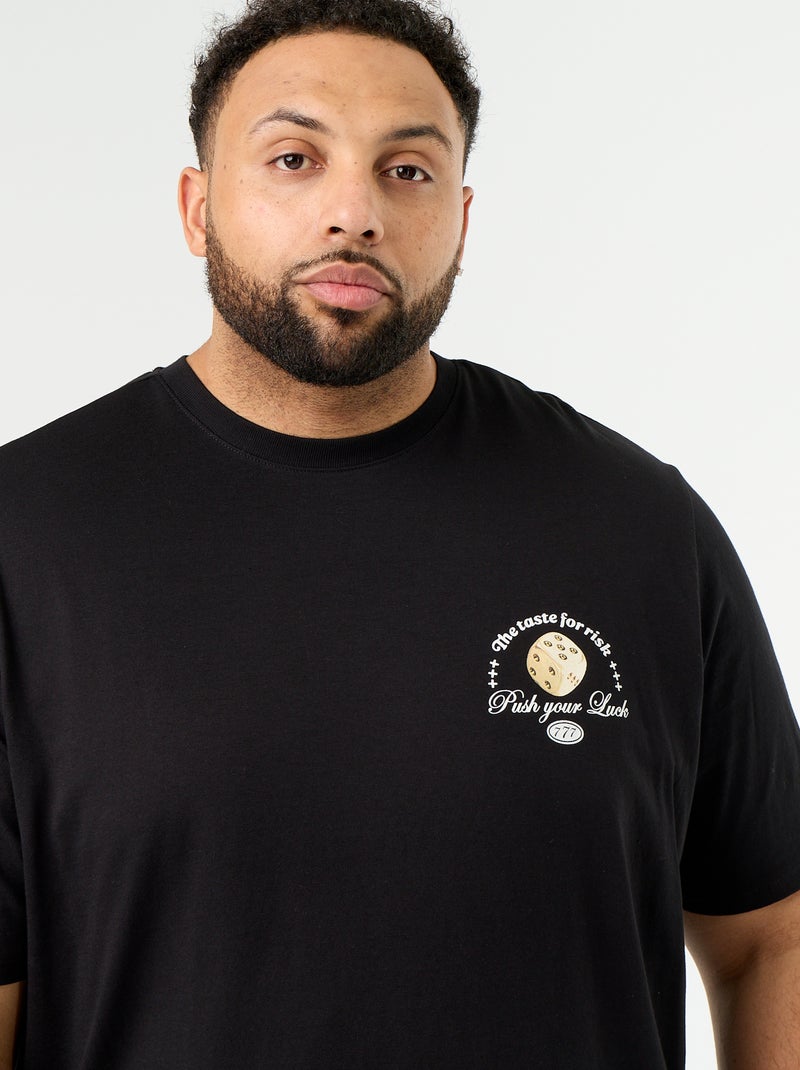 T-shirt de jérsei estampado de manga curta Preto - Kiabi