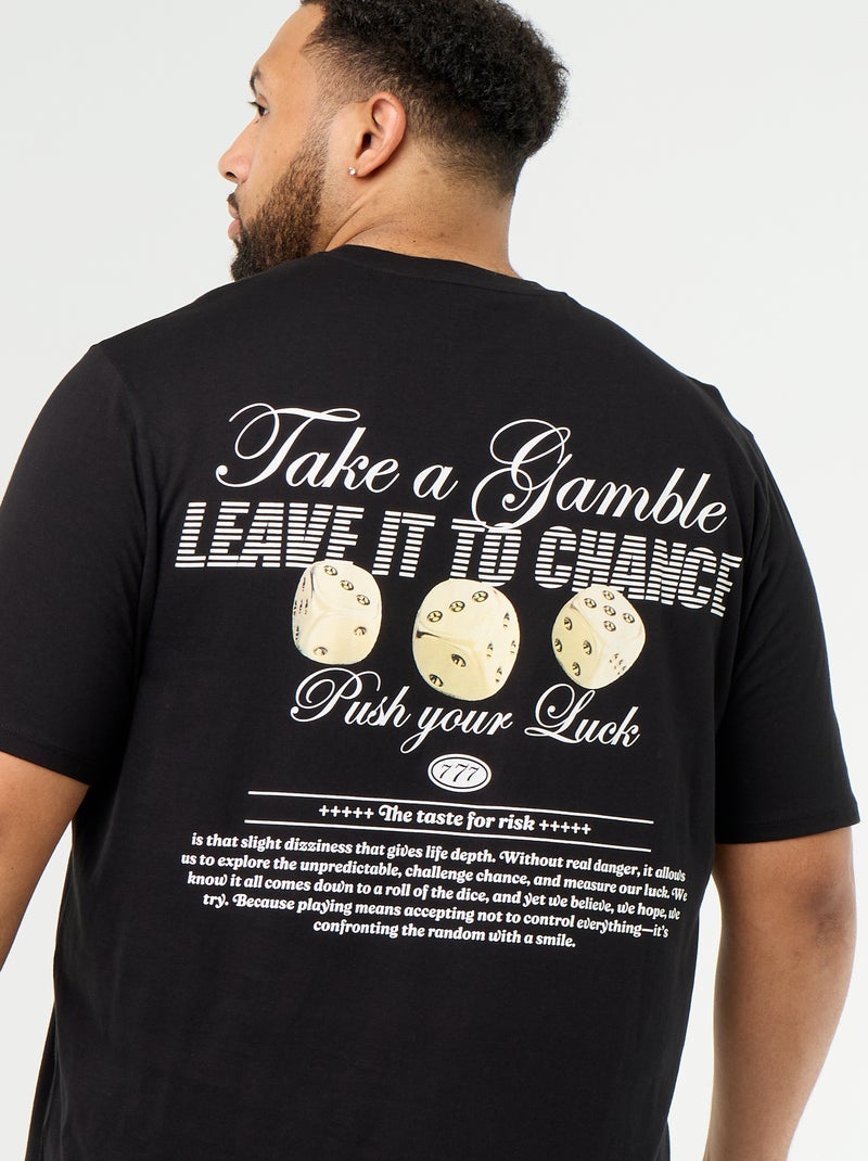 T-shirt de jérsei estampado de manga curta Preto - Kiabi
