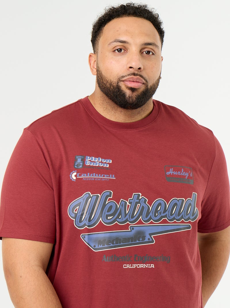 T-shirt de jérsei estampado de manga curta Vermelho - Kiabi