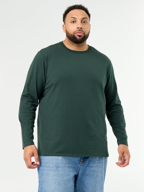 T-shirt de jérsei liso de manga comprida - Kiabi