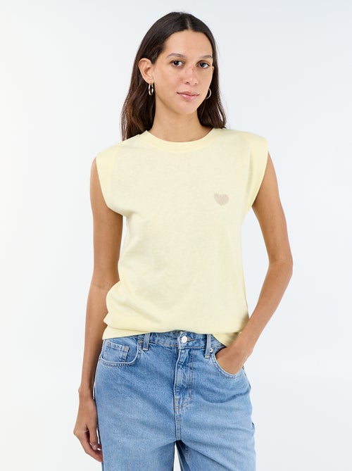 T-shirt de jérsei sem mangas - Kiabi