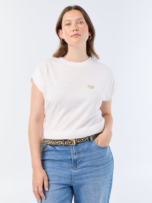 T-shirt de jérsei sem mangas com pequeno bordado no peito - Kiabi
