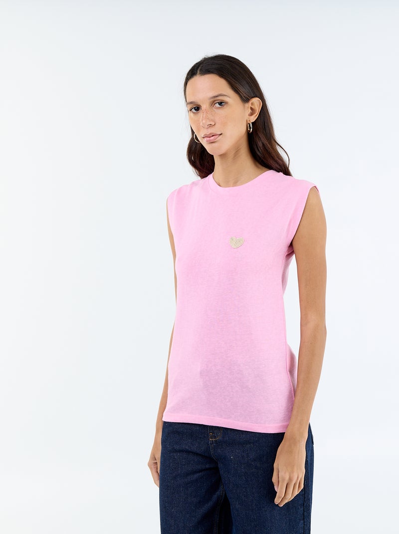 T-shirt de jérsei sem mangas Rosa - Kiabi