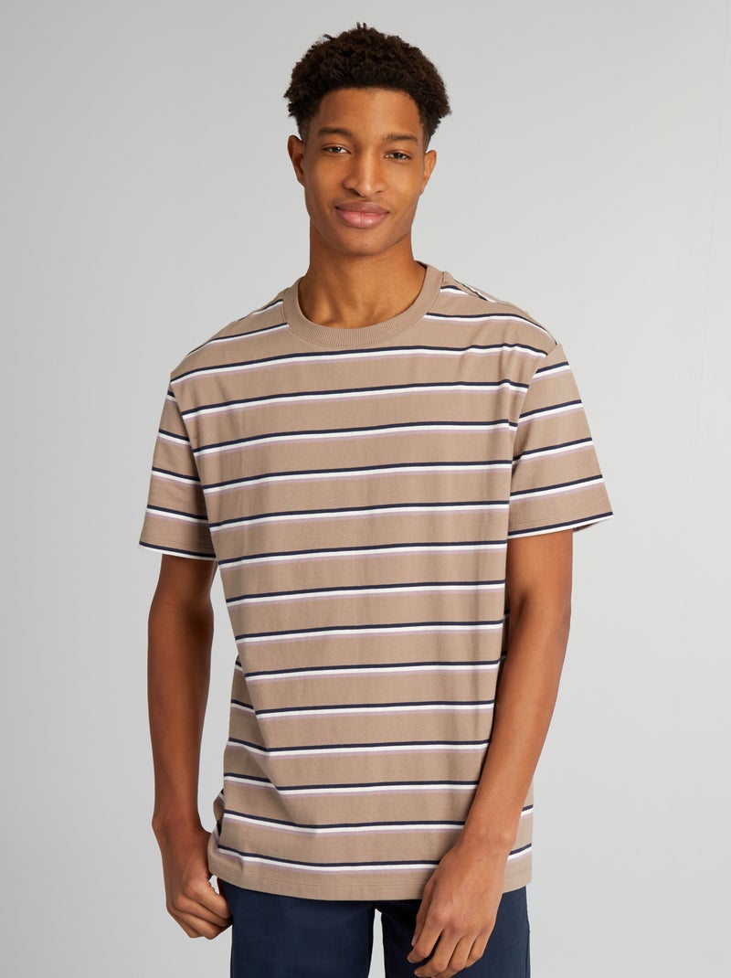 T-shirt de jersey às riscas (+ de 1,90 m) AMARELO - Kiabi