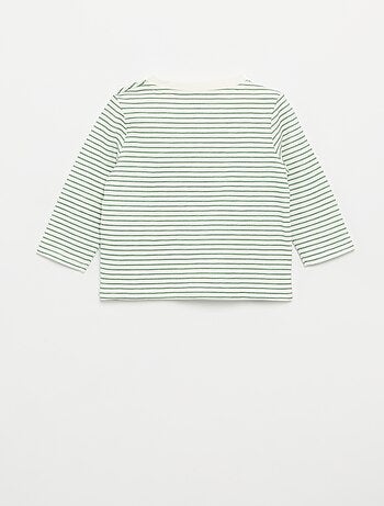 T-shirt de jersey às riscas de manga comprida