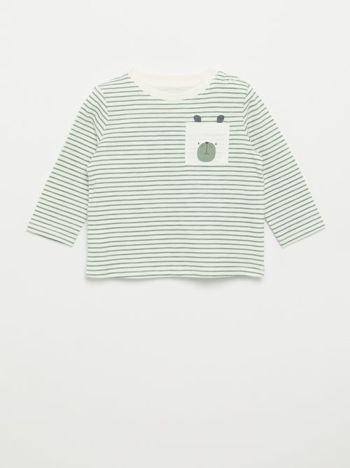T-shirt de jersey às riscas de manga comprida - Kiabi