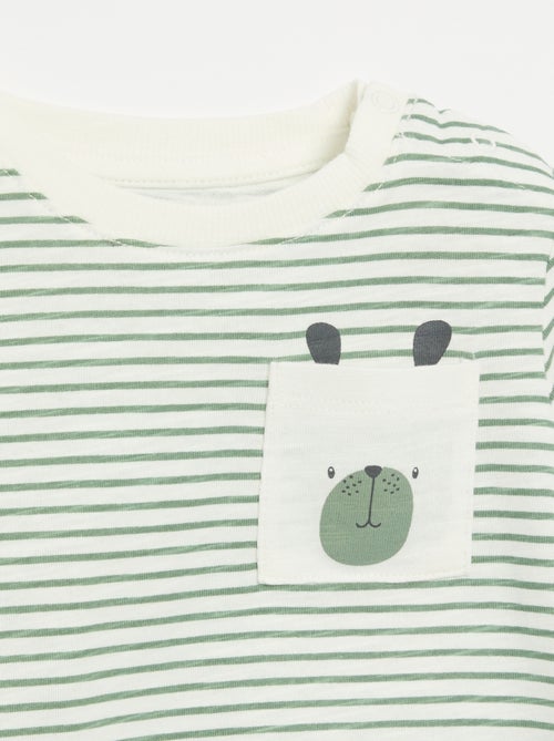 T-shirt de jersey às riscas de manga comprida - Kiabi
