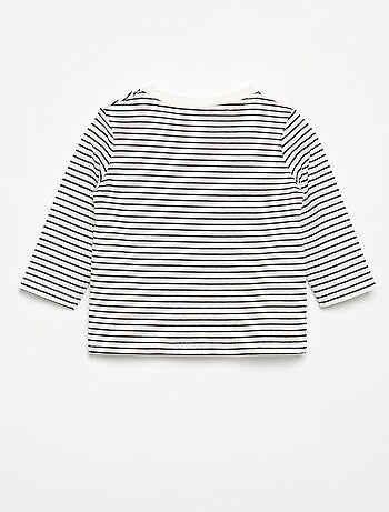 T-shirt de jersey às riscas de manga comprida