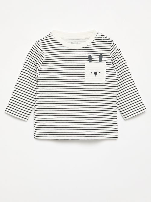 T-shirt de jersey às riscas de manga comprida - Kiabi T-shirt de jersey às riscas de manga comprida - Kiabi