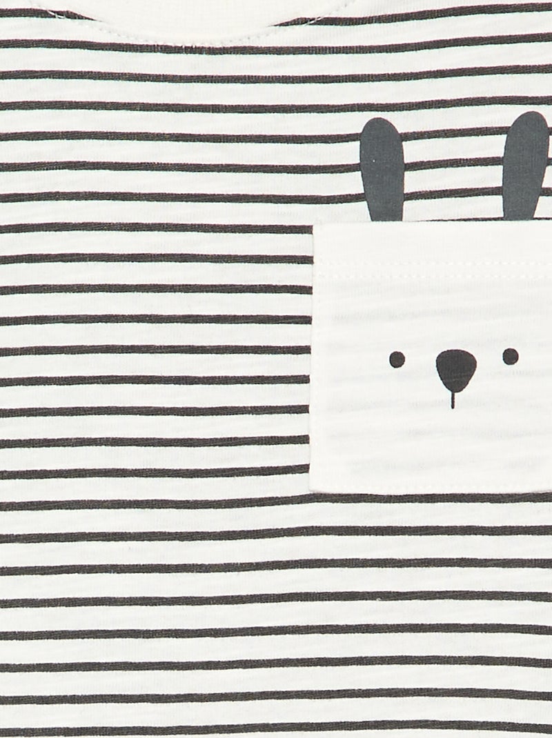 T-shirt de jersey às riscas de manga comprida Cinza - Kiabi