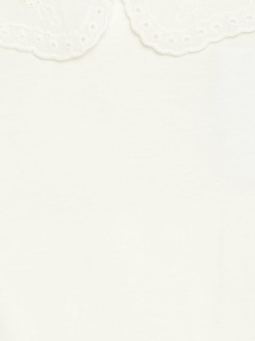 T-shirt de jersey com gola redonda e bordado inglês - Kiabi