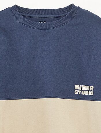 T-shirt de jersey de manga comprida com efeito colorblock