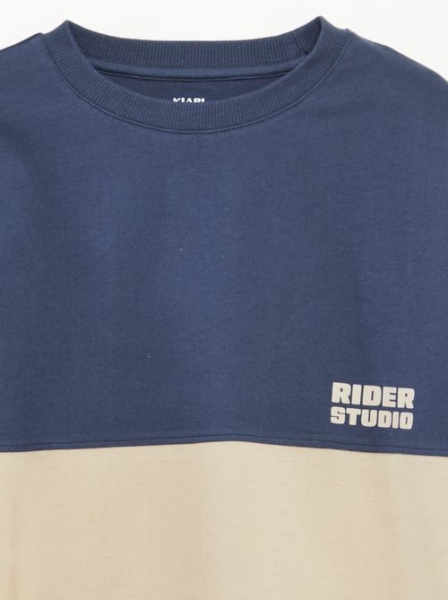 T-shirt de jersey de manga comprida com efeito colorblock - Kiabi