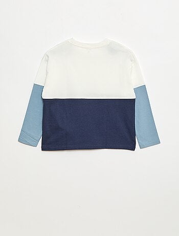 T-shirt de jersey de manga comprida com efeito colorblock