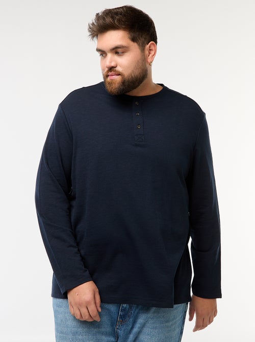 T-shirt de jersey de manga comprida com gola tunisina - Kiabi