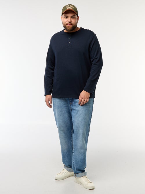 T-shirt de jersey de manga comprida com gola tunisina - Kiabi