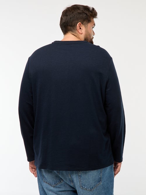 T-shirt de jersey de manga comprida com gola tunisina - Kiabi