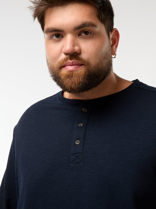 T-shirt de jersey de manga comprida com gola tunisina - Kiabi