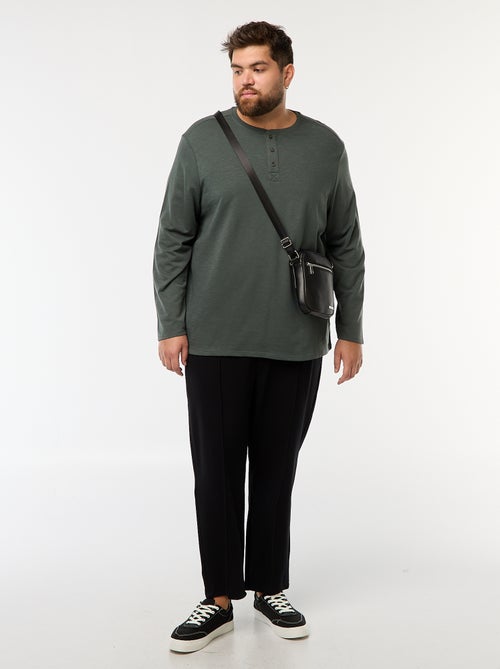 T-shirt de jersey de manga comprida com gola tunisina - Kiabi