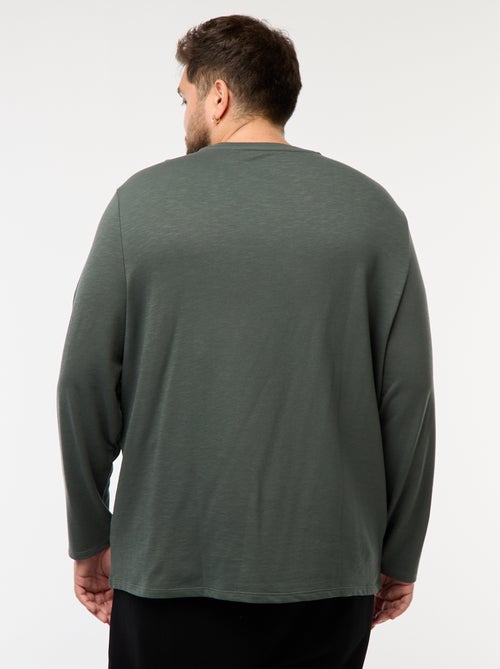 T-shirt de jersey de manga comprida com gola tunisina - Kiabi