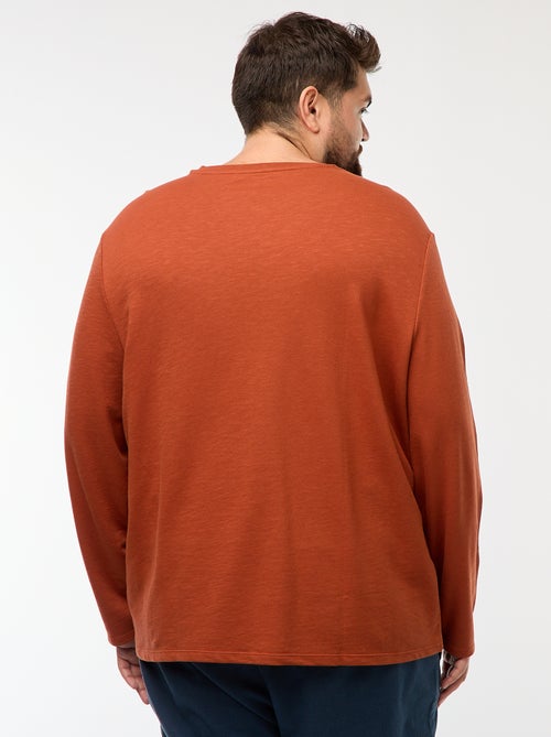 T-shirt de jersey de manga comprida com gola tunisina - Kiabi