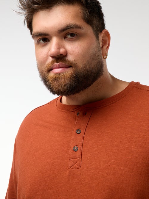 T-shirt de jersey de manga comprida com gola tunisina - Kiabi