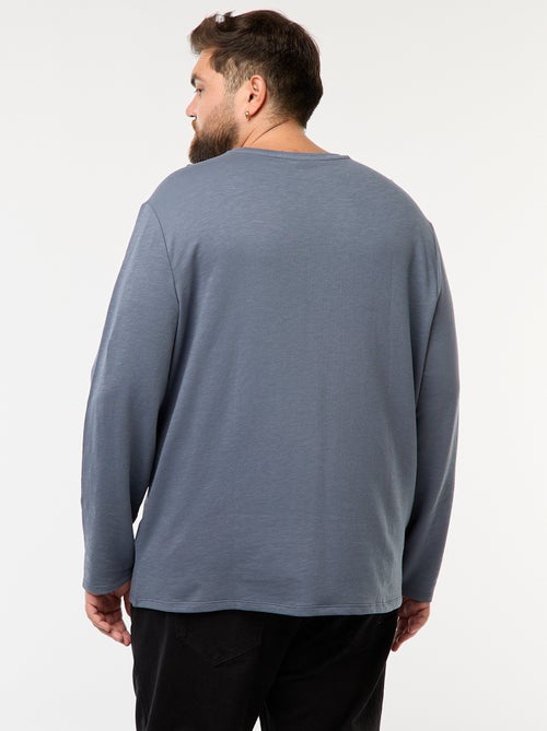 T-shirt de jersey de manga comprida com gola tunisina - Kiabi