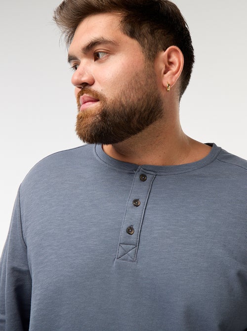 T-shirt de jersey de manga comprida com gola tunisina - Kiabi