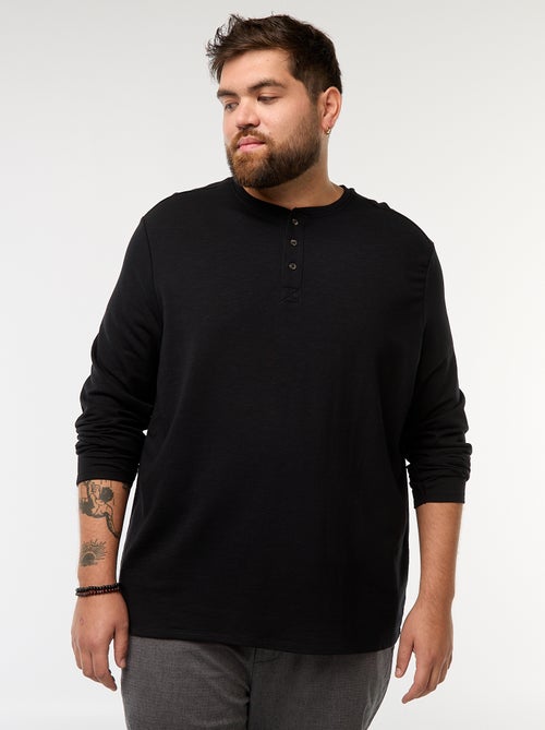 T-shirt de jersey de manga comprida com gola tunisina - Kiabi