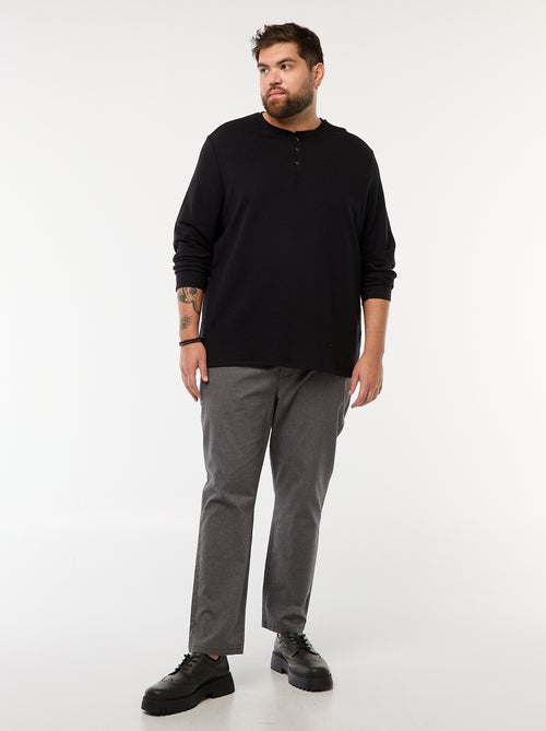 T-shirt de jersey de manga comprida com gola tunisina - Kiabi