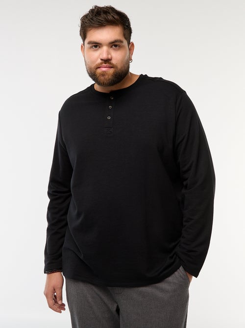 T-shirt de jersey de manga comprida com gola tunisina - Kiabi