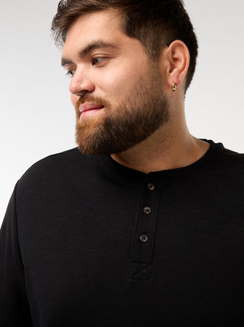 T-shirt de jersey de manga comprida com gola tunisina - Kiabi