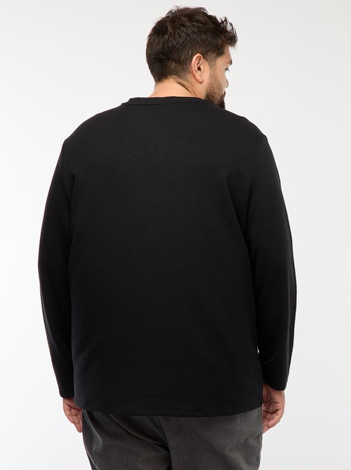 T-shirt de jersey de manga comprida com gola tunisina - Kiabi