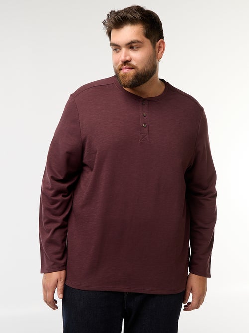 T-shirt de jersey de manga comprida com gola tunisina - Kiabi