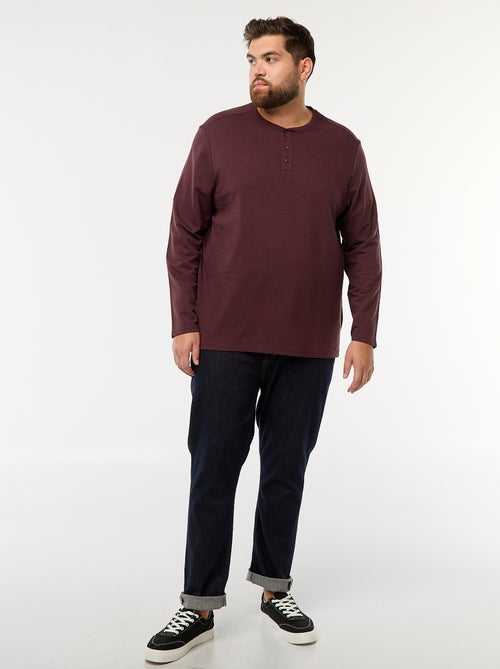 T-shirt de jersey de manga comprida com gola tunisina - Kiabi