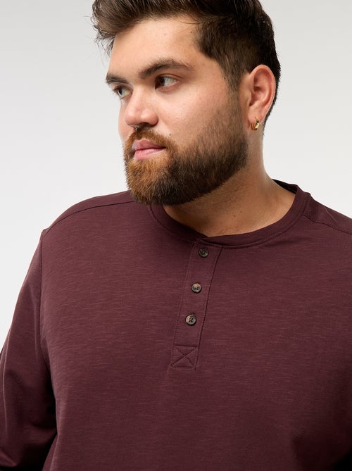 T-shirt de jersey de manga comprida com gola tunisina - Kiabi