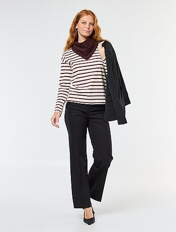 T-shirt de jersey de manga comprida com padrão às riscas