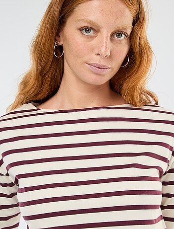 T-shirt de jersey de manga comprida com padrão às riscas