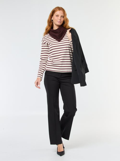 T-shirt de jersey de manga comprida com padrão às riscas - Kiabi