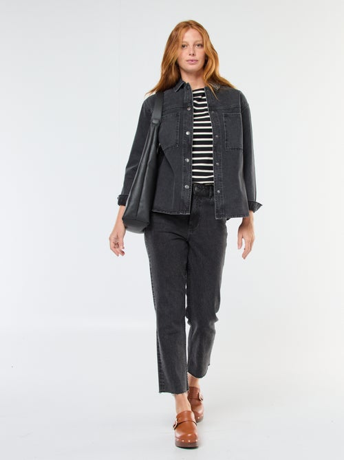 T-shirt de jersey de manga comprida com padrão às riscas - Kiabi