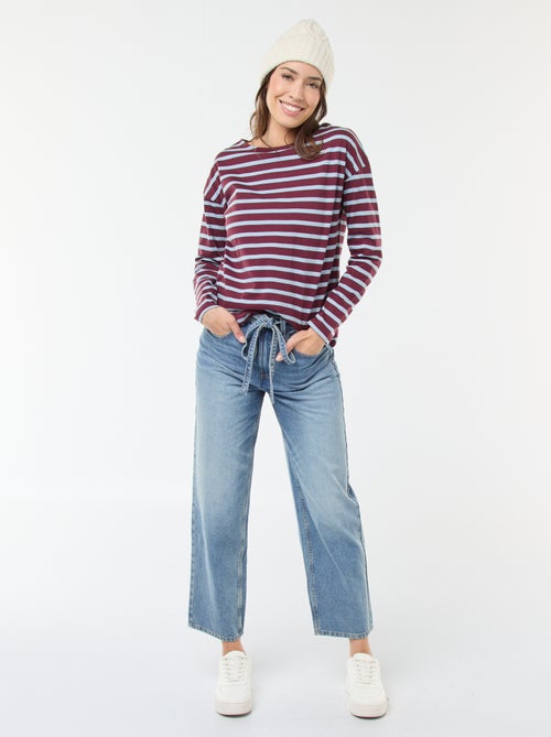 T-shirt de jersey de manga comprida com padrão às riscas - Kiabi