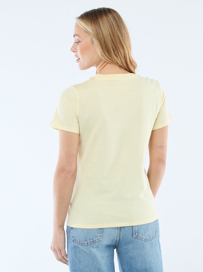 T-shirt de jersey de manga curta Amarelo - Kiabi