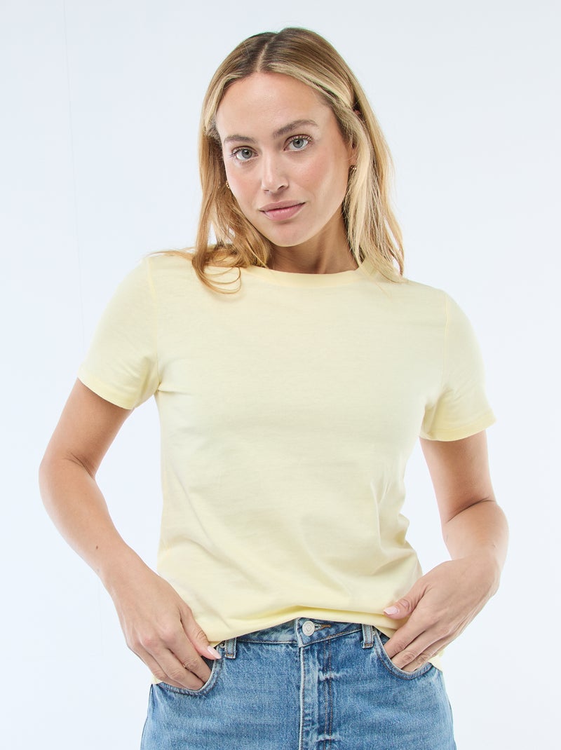 T-shirt de jersey de manga curta Amarelo - Kiabi