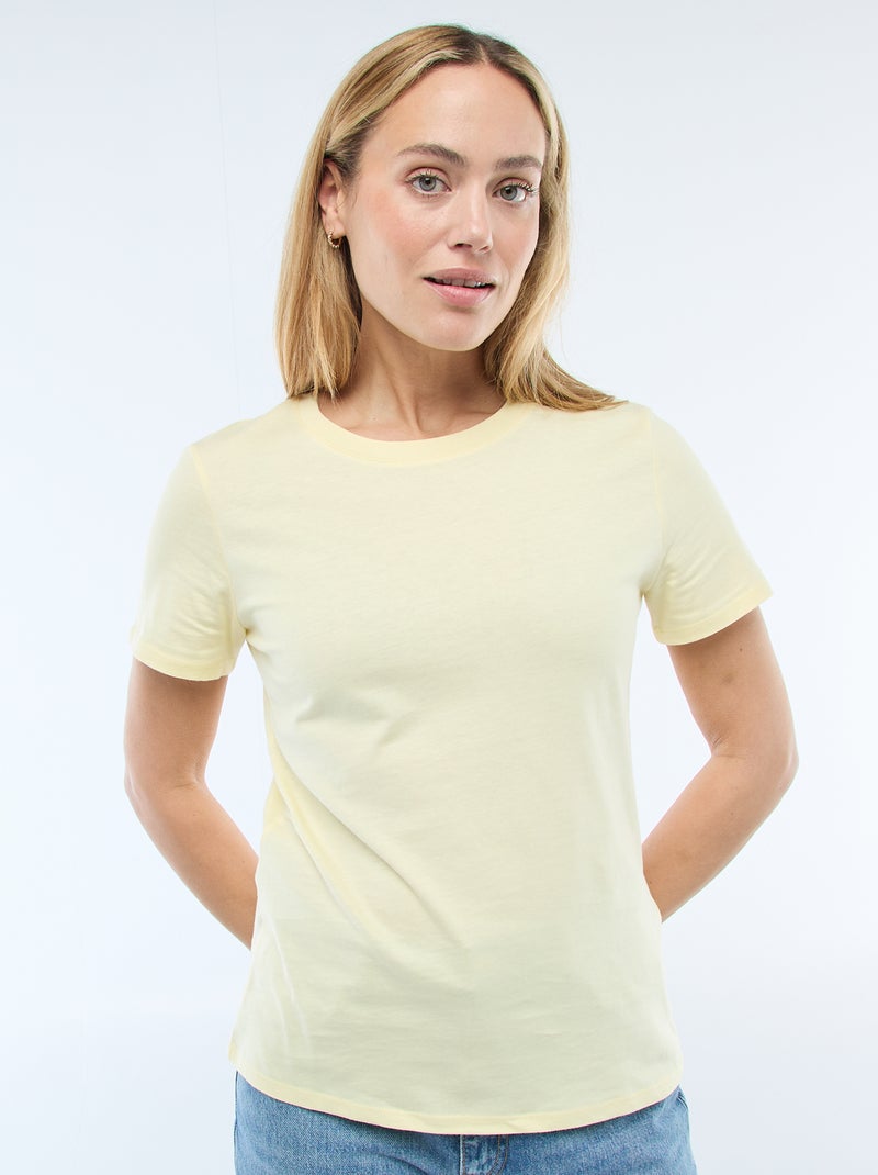 T-shirt de jersey de manga curta Amarelo - Kiabi