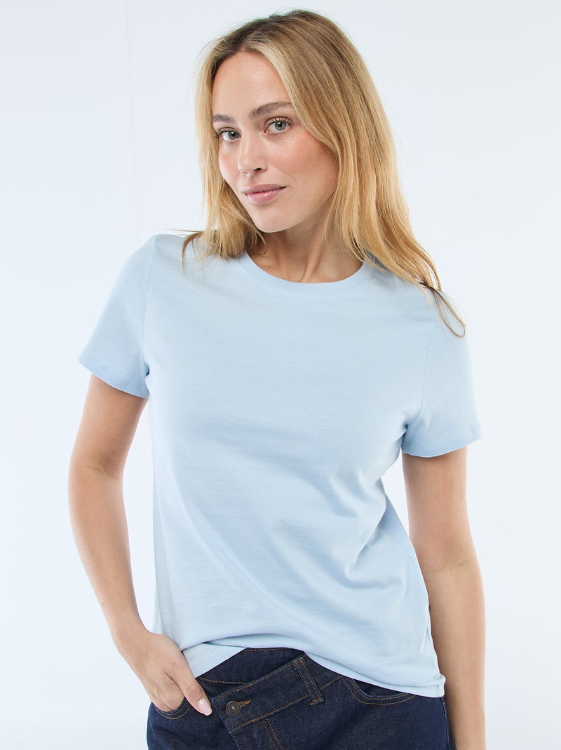 T-shirt de jersey de manga curta Azul - Kiabi