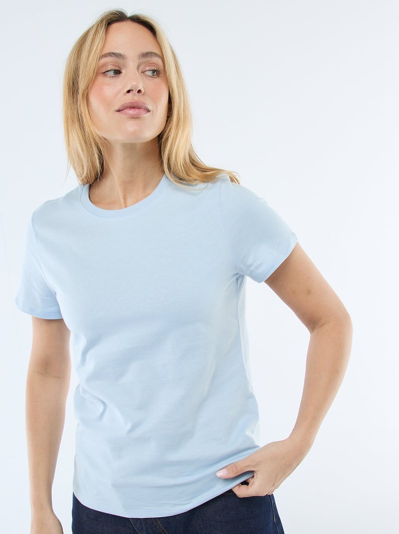 T-shirt de jersey de manga curta Azul - Kiabi